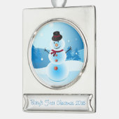 Snowman Baby's eerste kerstversiering Verzilverd Banner Ornament (Links)