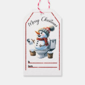 Snowman badkamer Kerst labels Cadeaulabel (Achterkant)