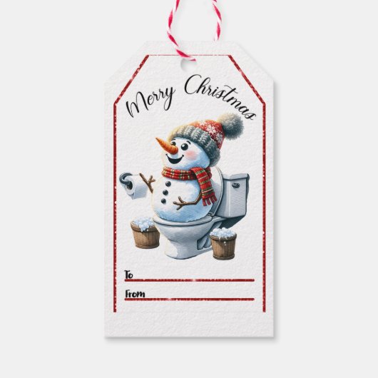 Snowman badkamer Kerst labels Cadeaulabel (Achterkant)