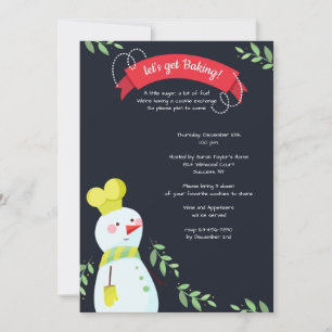 Snowman Baker Cookie Exchange Uitnodiging