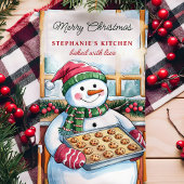 Snowman Baking Cookies Gepersonaliseerde Kerst Theedoek