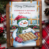 Snowman Baking Cookies Gepersonaliseerde Kerst Theedoek