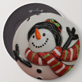 Snowman ball ronde button 6,0 cm (Voorkant /achterkant)