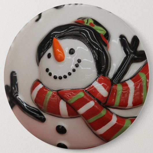 Snowman ball ronde button 6,0 cm (Voorkant)