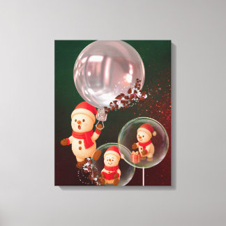 Snowman Balloon Christmas Canvas Muurkunst