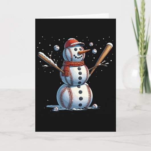 Snowman Baseball Christmas Winter  Kaart (Voorkant)