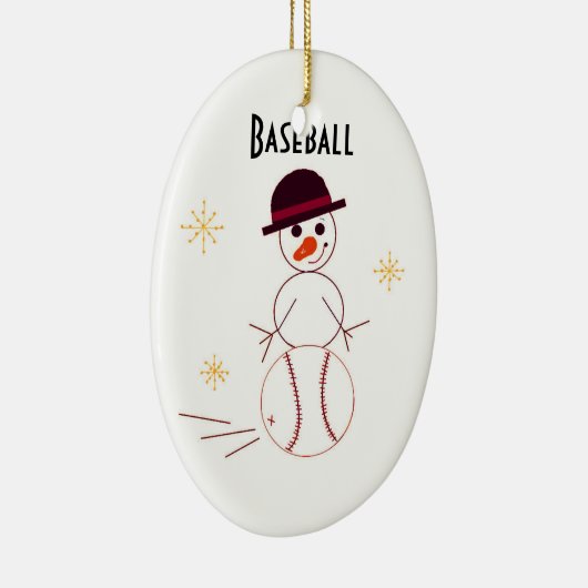 Snowman Baseball Player Keramisch Ornament (Rechts)