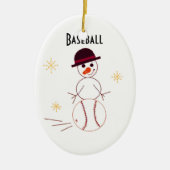 Snowman Baseball Player Keramisch Ornament (Voorkant)