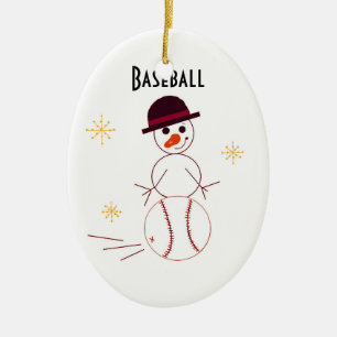 Snowman Baseball Player Keramisch Ornament