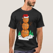 Snowman Basketball Ball Santa Hat Kerstmis Pajama T-shirt (Voorkant)
