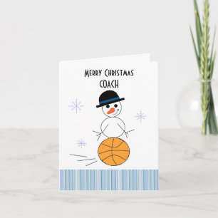 Snowman Basketball Coach Feestdagen Kaart