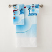 Snowman Bathroom Towel Set Bad Handdoek (Insitu)