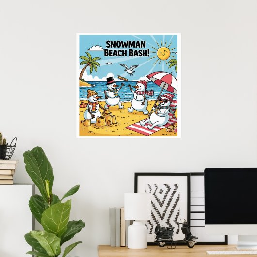 Snowman Beach Bash Poster (Thuiskantoor)