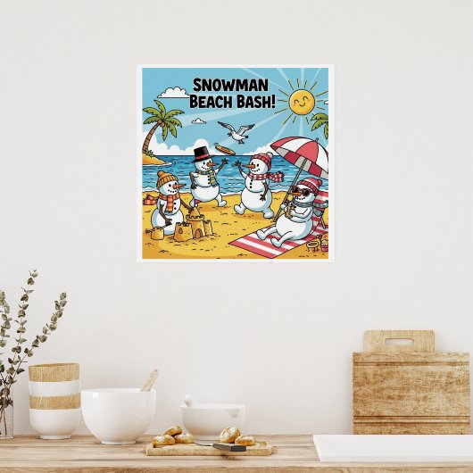 Snowman Beach Bash Poster (Keuken)