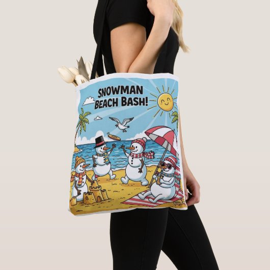 Snowman Beach Bash Tote Bag (Dichtbij)