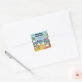 Snowman Beach Bash Vierkante Sticker (Envelop)