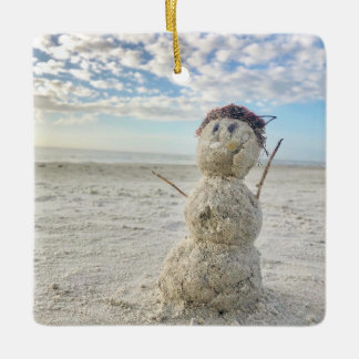 Snowman Beach Florida Vacation Holiday Kerstmis Keramisch Ornament