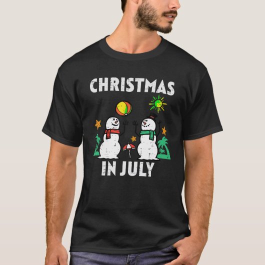 Snowman Beach Kerstmis in juli Kerstmis Mannen WAT T-shirt (Voorkant)