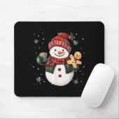 Snowman Beanie Coffee Latte Ginggerbread Merry Chr Muismat (Met muis)