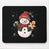 Snowman Beanie Coffee Latte Ginggerbread Merry Chr Muismat (Voorkant)