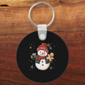 Snowman Beanie Coffee Latte Ginggerbread Merry Chr Sleutelhanger (Voorkant)