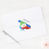 Snowman bedekt met sneeuwvlokken vierkante sticker (Envelop)