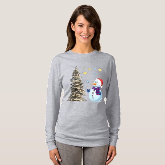 Snowman bewondert het groene. t-shirt (Voorkant volledig)