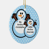 Snowman Big & Little Brother kerstversiering Keramisch Ornament (Rechts)