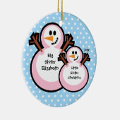 Snowman Big Sister kerstversiering Keramisch Ornament (Rechts)