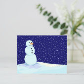 Snowman bij nacht briefkaart (Staand voorkant)