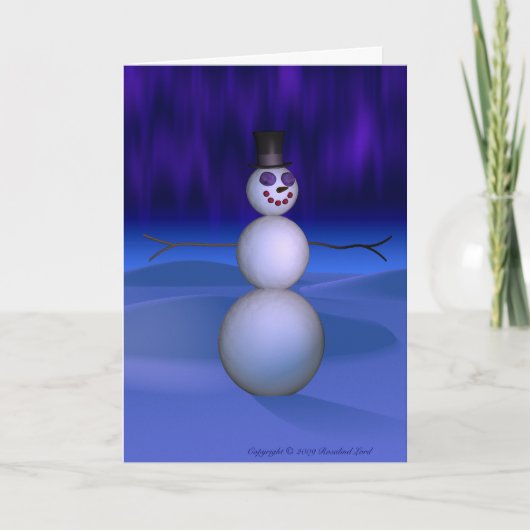 Snowman bij nacht feestdagen kaart (Voorkant)