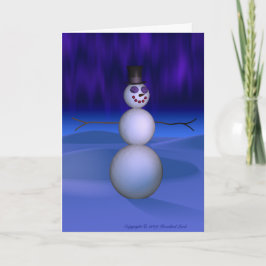 Snowman bij nacht feestdagen kaart
