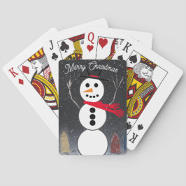 Snowman bij nacht pokerkaarten