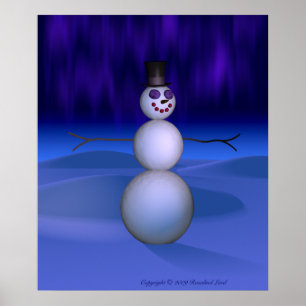 Snowman bij nacht poster