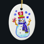 Snowman Bird Friend Keramisch Ornament<br><div class="desc">Snowman Bird Friend Keramisch Ornament, Snowman T-shirts, sneeuwpop shirt, kleding, geschenken van ArtMuvz Illustration. Snowman T-shirt voor verjaardags- en kerstcadeau. Om te personaliseren, zie het gereviseerde sneeuwpop ornament in deze sectie. U kunt jouw namen toevoegen of tekst toevoegen. Pas dit sneeuwpop ornament aan om het uniek van u te maken...</div>