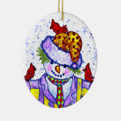 Snowman Birdies-ornament Keramisch Ornament (Rechts)