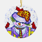 Snowman Birdies-ornament Keramisch Ornament (Voorkant)