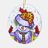 Snowman Birdies-ornament Keramisch Ornament (Links)