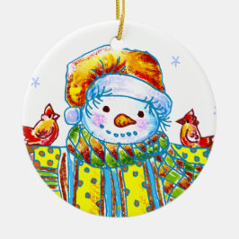 Snowman Birdman Keramisch Ornament