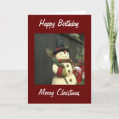 SNOWMAN BIRTHDAY IN CHRISTMAS GREETINGS FEESTDAGEN KAART (Voorkant)