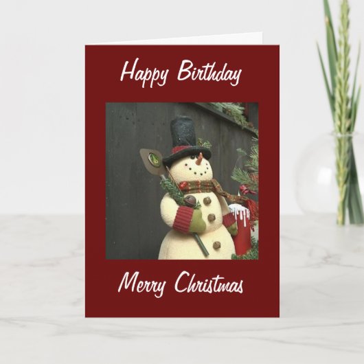 SNOWMAN BIRTHDAY IN CHRISTMAS GREETINGS FEESTDAGEN KAART (Voorkant)