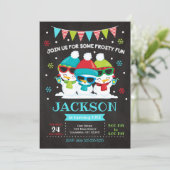 Snowman Birthday Invitation / Sneeuwveel Fun Invit Kaart (Staand voorkant)