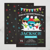 Snowman Birthday Invitation / Sneeuwveel Fun Invit Kaart (Voorkant / Achterkant)