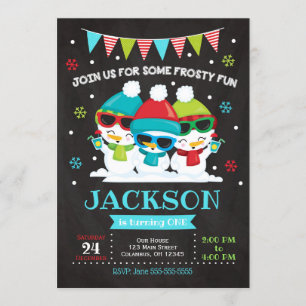 Snowman Birthday Invitation / Sneeuwveel Fun Invit Kaart