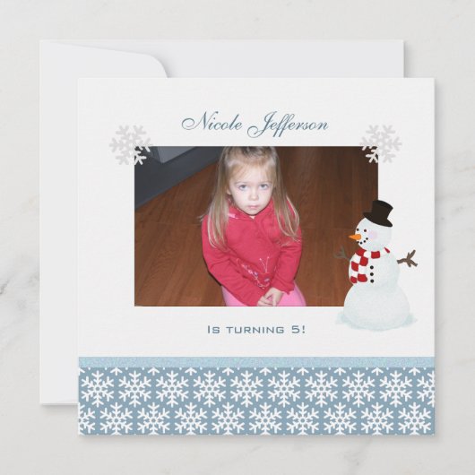 Snowman: Birthday Party Invitation Kaart (Voorkant)
