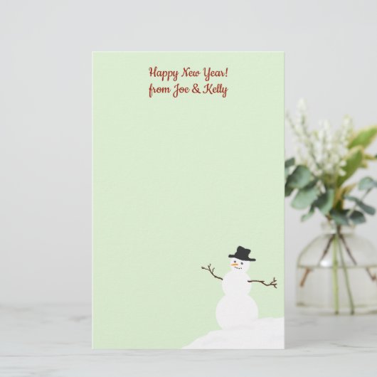 Snowman Blank kerstcadeaupapier voor nieuwjaarssch Briefpapier (Staand voorkant)