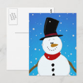 Snowman - Blauw Briefkaart (Voorkant / Achterkant)