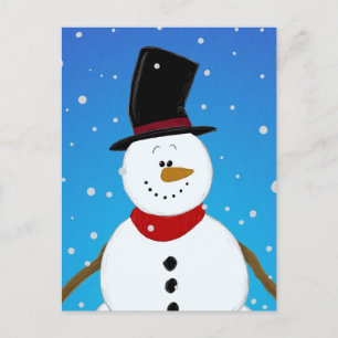Snowman - Blauw Briefkaart