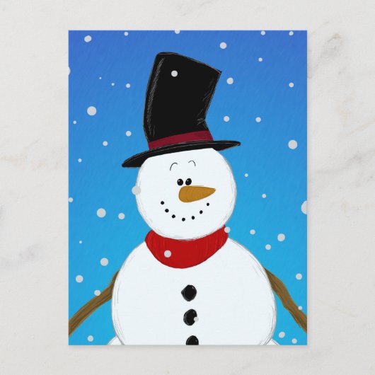 Snowman - Blauw Briefkaart (Voorkant)