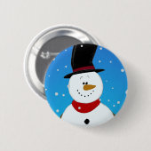 Snowman - Blauw Ronde Button 5,7 Cm (Voorkant /achterkant)